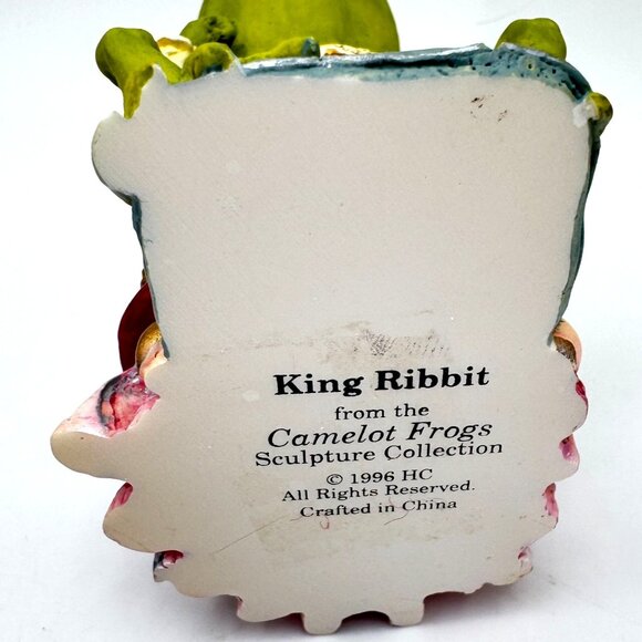 King Ribbit Camelot Frogs Sculpture Collection By Hamilton 1996 Hand-Painted - Picture 5 of 9